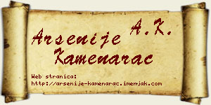 Arsenije Kamenarac vizit kartica
